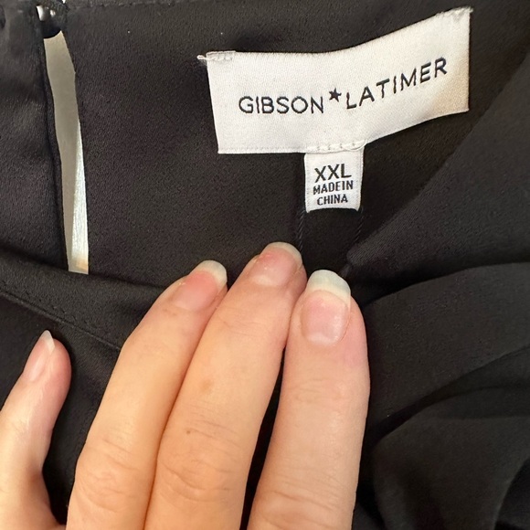 Gibson Latimer Shirt Black Feminine Romantic Rosettes & Covered Buttons Size XXL - Picture 8 of 12